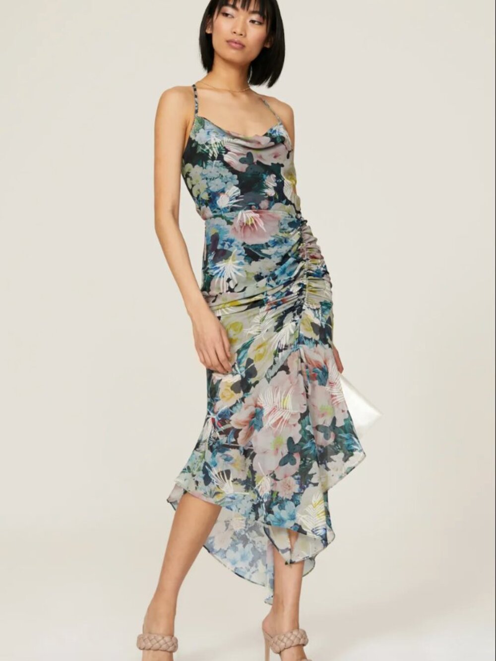 SAU LEE Frieda Floral Print Maxi Dress Blue Multi Color 4